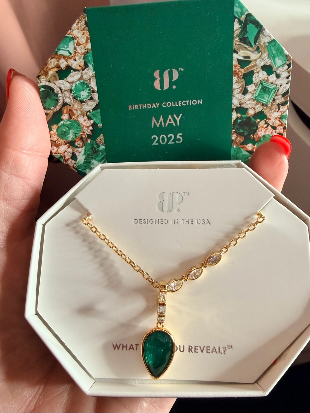 BP May 2025 Necklace An Enchanted Heart Teardrop Emerald Pendant - Smoke Free
